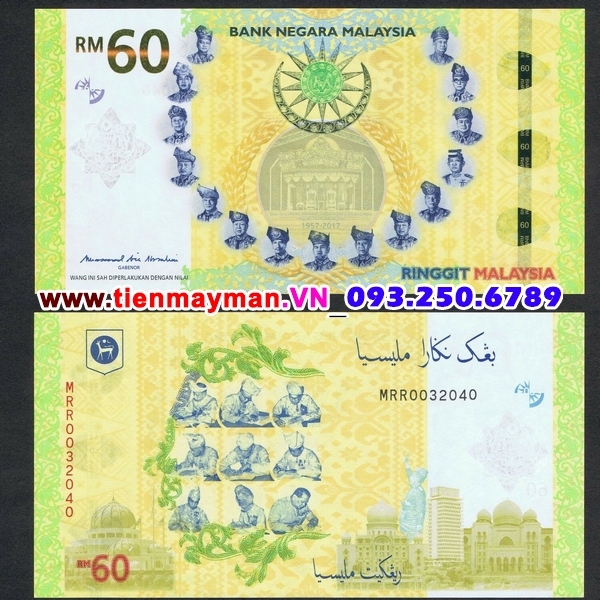 Tiền giấy Maylaysia 60 Ringgit 2018 UNC Hybrid