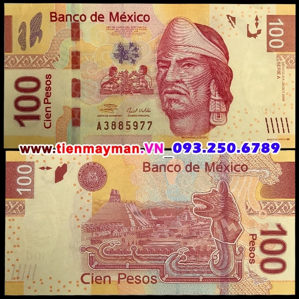 Tiền giấy Mexico 100 Pesos 2009 UNC