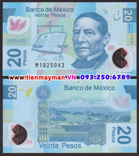 Tiền giấy Mexico 20 Pesos 2012 UNC polymer