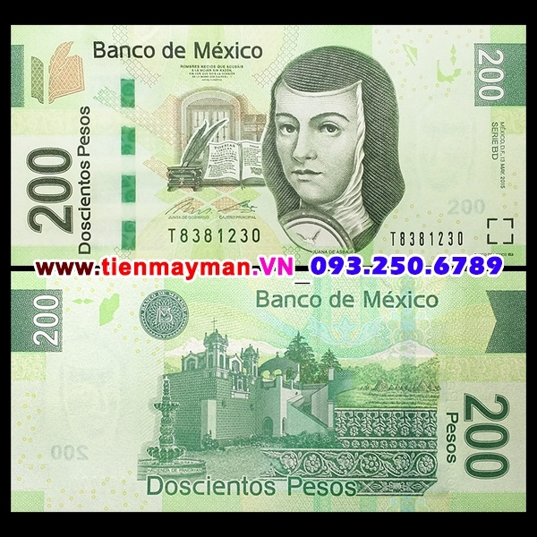 Tiền giấy Mexico 200 Pesos 2008 UNC