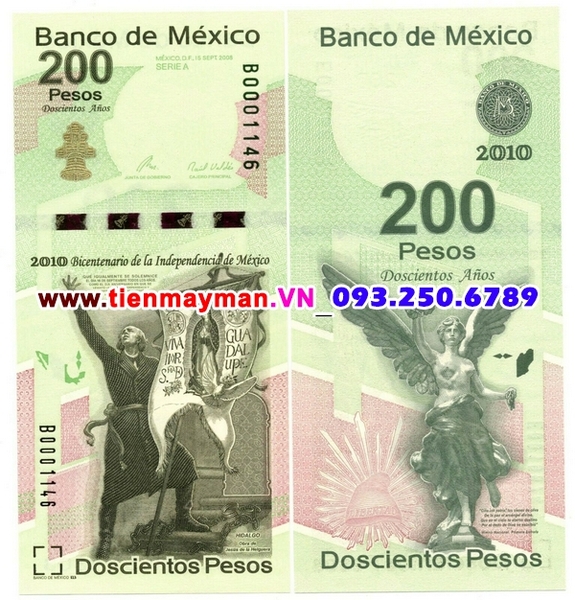 Tiền giấy Mexico 200 Pesos 2010 UNC