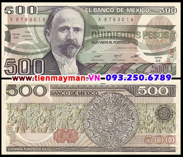 Tiền giấy Mexico 500 Pesos 1983 UNC
