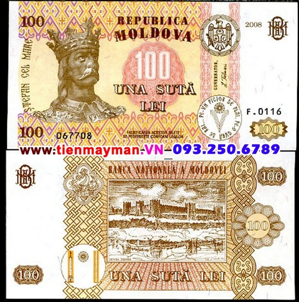 Tiền giấy Moldova 100 Lei 2008 UNC