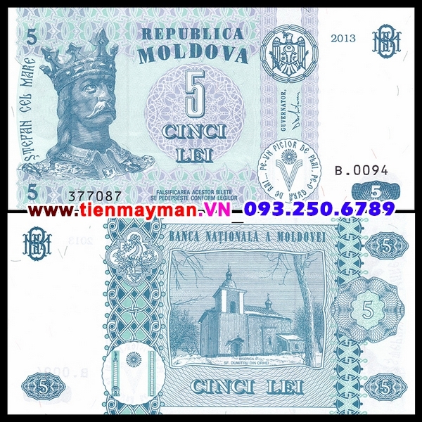 Tiền giấy Moldova 5 Lei 2013 UNC
