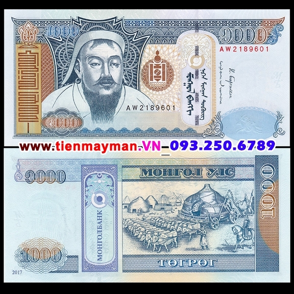 Tiền giấy Mông Cổ 1000 Tugrik 2003 UNC