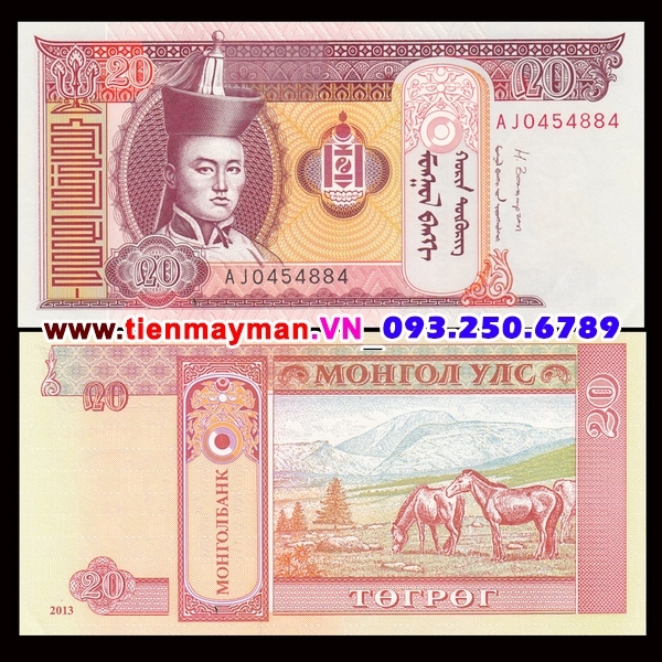 Tiền giấy Mông Cổ 20 Tugrik 2011 UNC