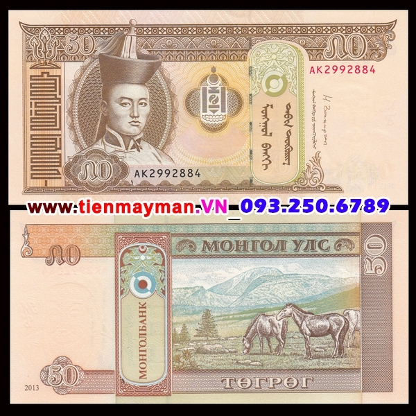 Tiền giấy Mông Cổ 50 Tugrik 2008 UNC