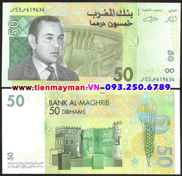 Tiền giấy Morocco 50 Dirhams 2002 UNC