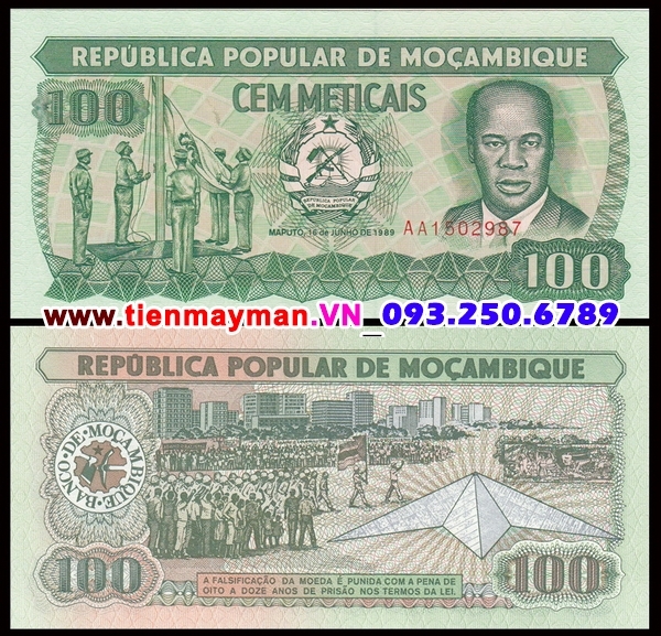 Tiền giấy Mozambique 100 Meticais 1989 UNC
