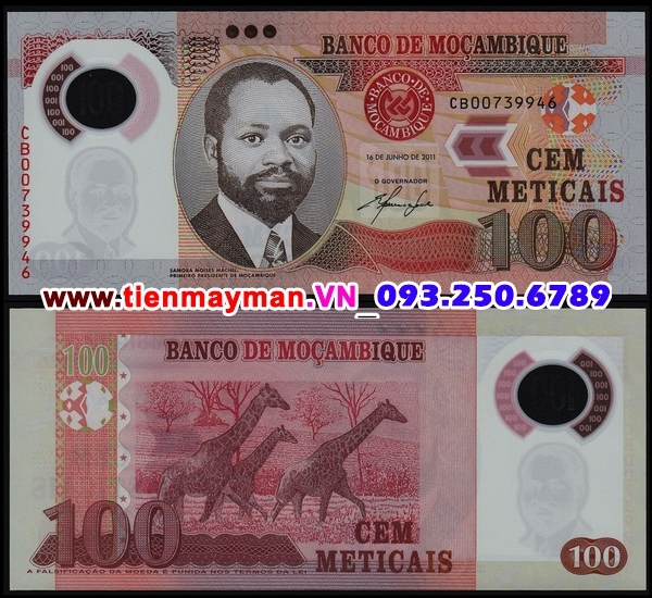Tiền giấy Mozambique 100 Meticai 2011 UNC polymer