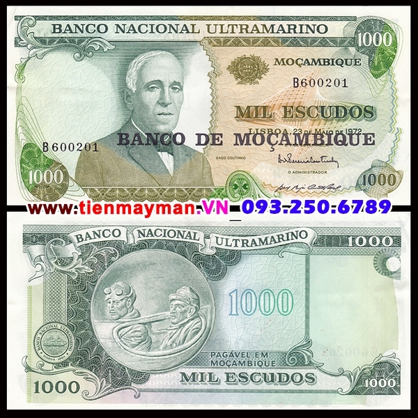 Tiền giấy Mozambique 1000 Ecudos 1972 UNC