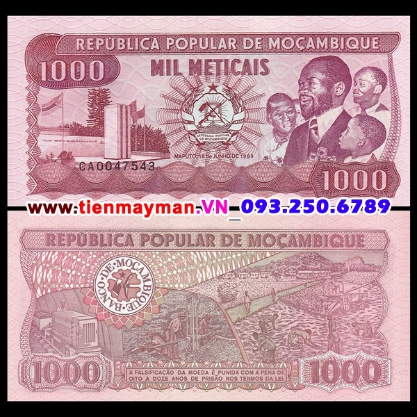 Tiền giấy Mozambique 1000 Meticais 1989 UNC