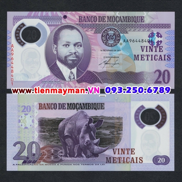 Tiền giấy Mozambique 20 Meticai 2011 UNC polymer