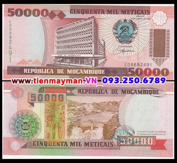 Tiền giấy Mozambique 50000 Meticais 1993 UNC