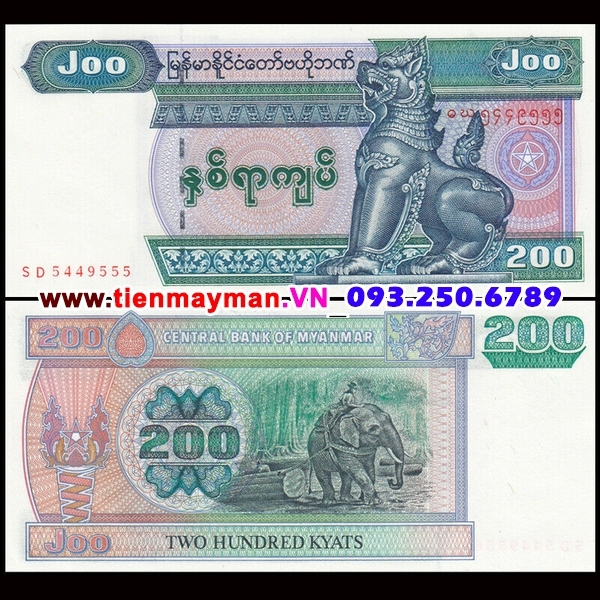 Tiền giấy Myanmar 200 Kyat 2004 UNC