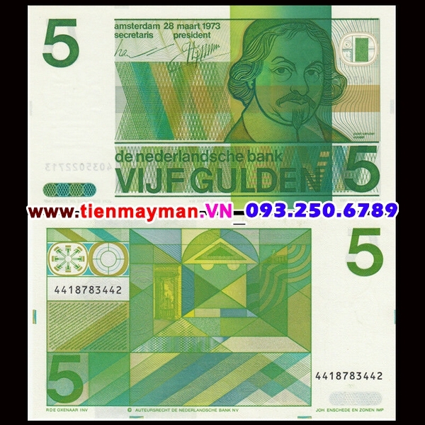 Tiền giấy Netherlands - Hà Lan 5 Gulden 1973 UNC