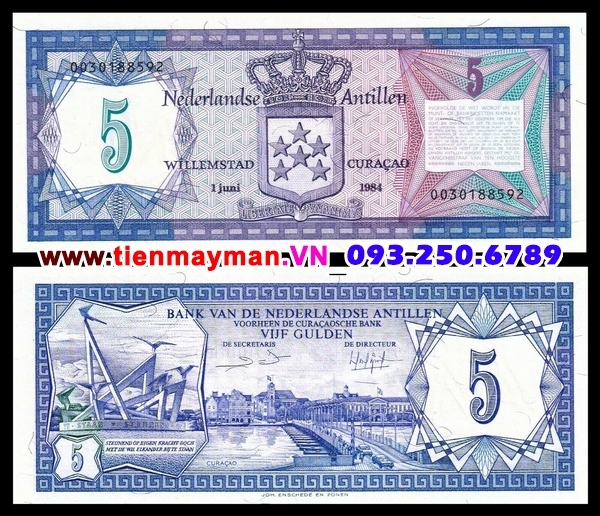 Tiền giấy Netherlands Antilles 5 Gulden 1984 UNC