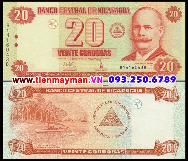 Tiền giấy Nicaragua 20 Cordobas 2006 UNC