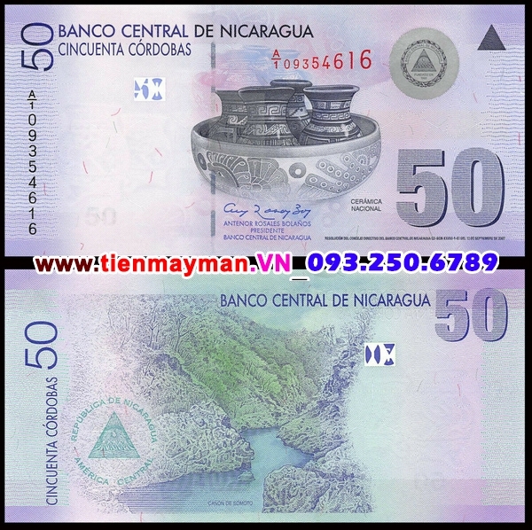 Tiền giấy Nicaragua 50 Cordobas 2007 UNC