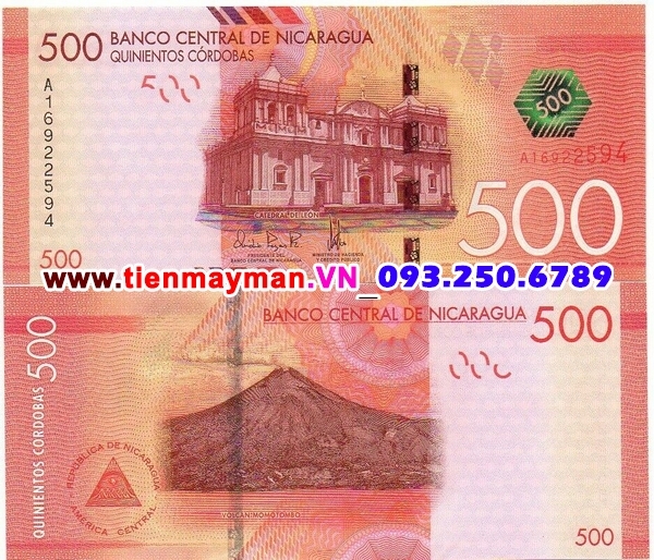 Tiền giấy Nicaragua 500 Cordobas 2015 UNC
