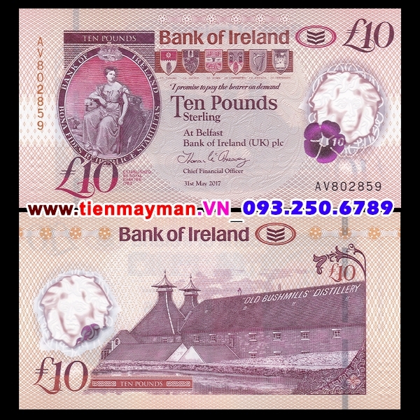 Tiền giấy Bắc Ireland 10 Pound 2019 UNC Polymer