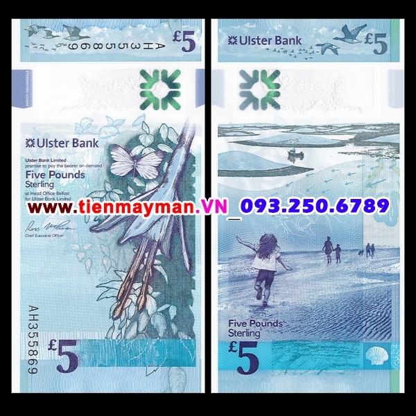 Tiền giấy Bắc Ireland 5 Pound 2019 UNC Polymer