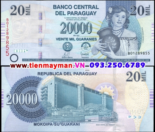 Tiền giấy Paraguay 20000 Guaranies 2007 UNC