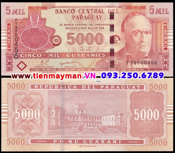 Tiền giấy Paraguay 5000 Guaranies 2008 UNC