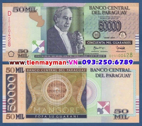 Tiền giấy Paraguay 50000 Guaranies 2007 UNC