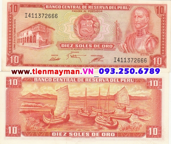 Tiền giấy Peru 10 soles 1975 UNC