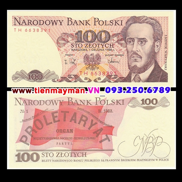 Tiền giấy Ba Lan 100 Zlotych 1992 UNC