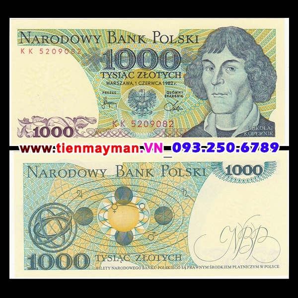 Tiền giấy Ba Lan 1000 Zlotych 1982 UNC