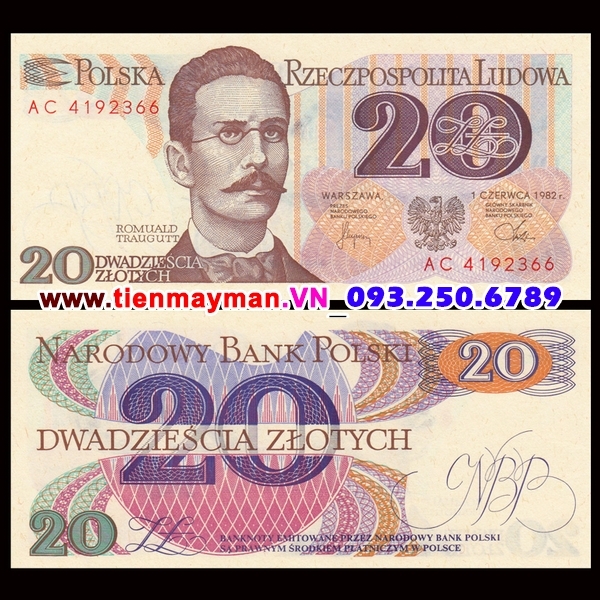 Tiền giấy Ba Lan 20 Zlotych 1992 UNC