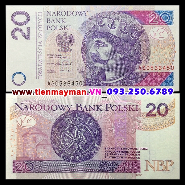 Tiền giấy Ba Lan 20 Zlotych 2016 UNC