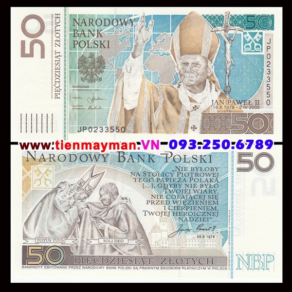 Tiền giấy Ba Lan 50 Zlotych 2005 UNC