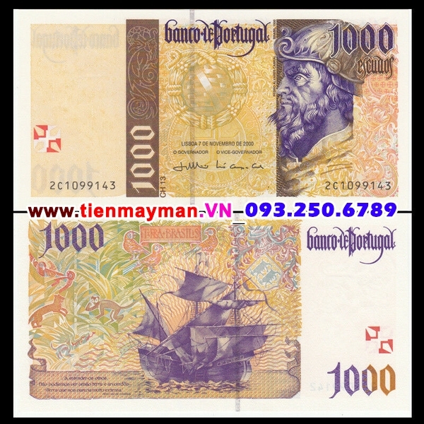 Tiền giấy Bồ Đào Nha 1000 Escudos 1996 UNC