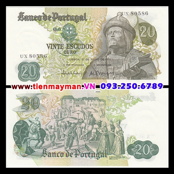 Tiền giấy Bồ Đào Nha 20 Escudos 1980 UNC