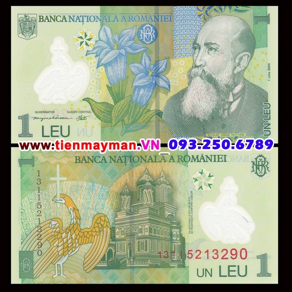 Tiền giấy Romania 1 Lei 2005 UNC polymer