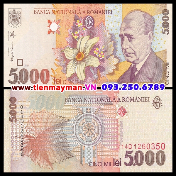 Tiền giấy Romania 5000 Lei 1998 UNC