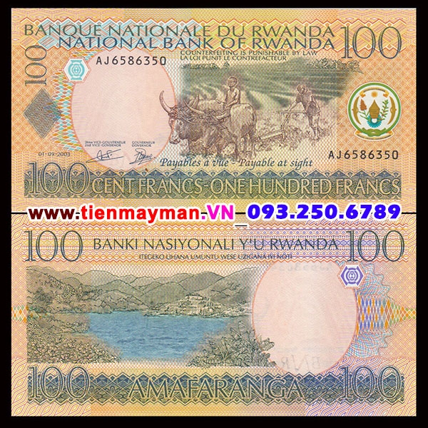 Tiền giấy Rwanda 100 Francs 2003 UNC