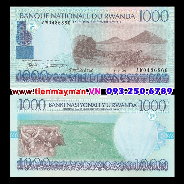 Tiền giấy Rwanda 1000 Francs 1998 UNC