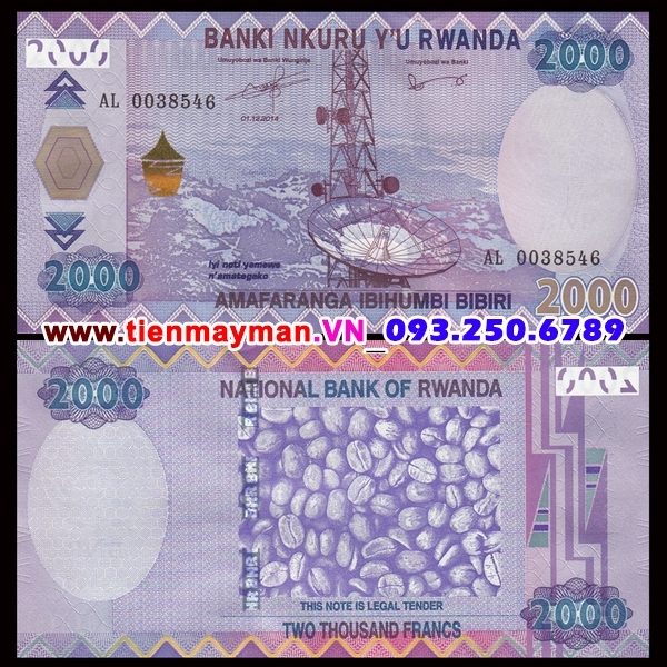 Tiền giấy Rwanda 2000 Francs 2007 UNC