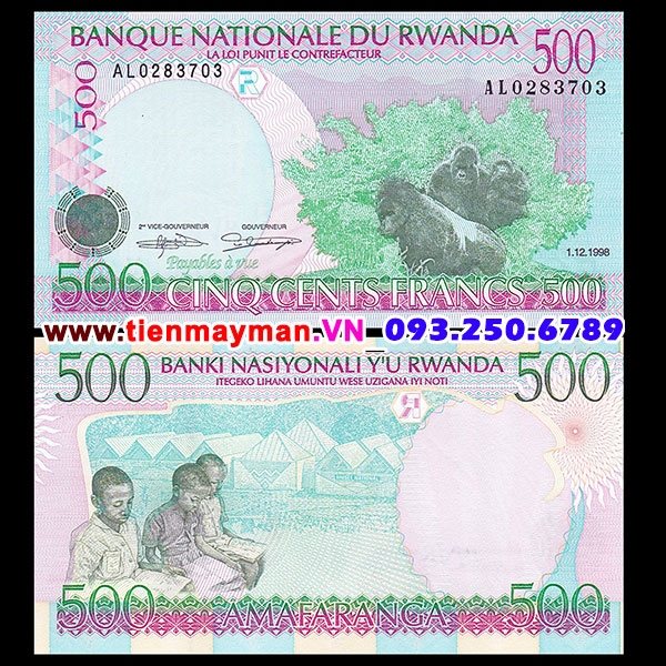 Tiền giấy Rwanda 500 Francs 1998 UNC
