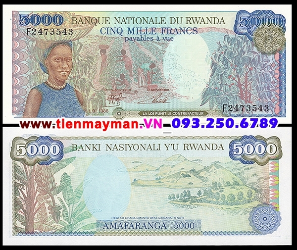Tiền giấy Rwanda 5000 Francs 1988 UNC