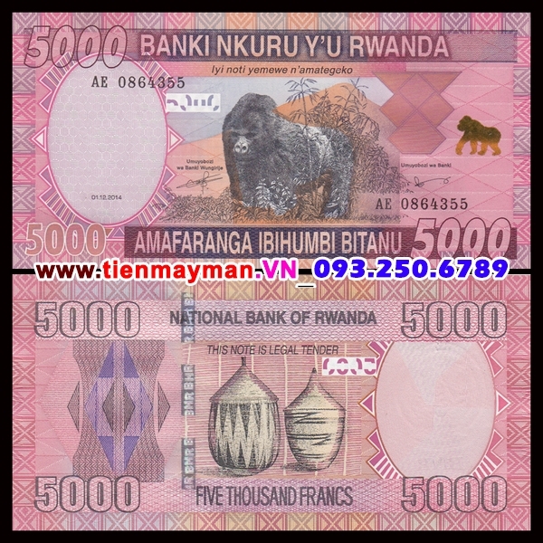 Tiền giấy Rwanda 5000 Francs 2009 UNC