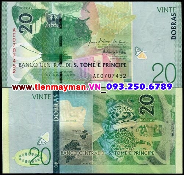 Tiền giấy Saint Thomas And Prince 20 Dobras 2018 UNC