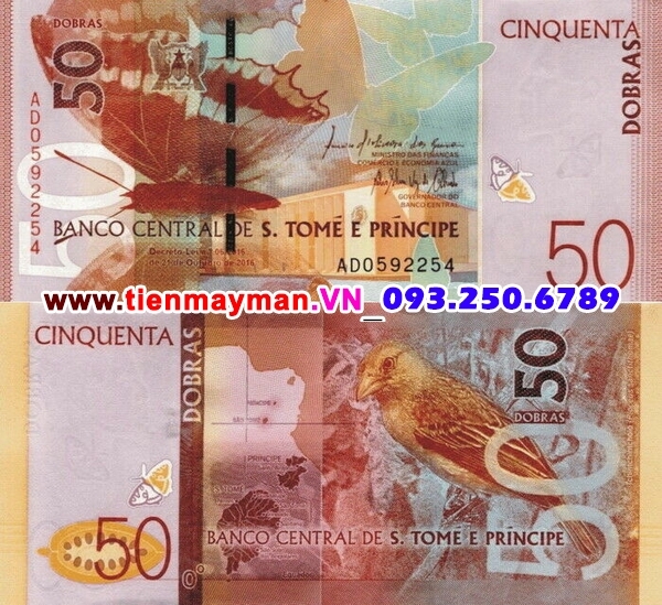 Tiền giấy Saint Thomas and Prince 50 Dobras 2018 UNC