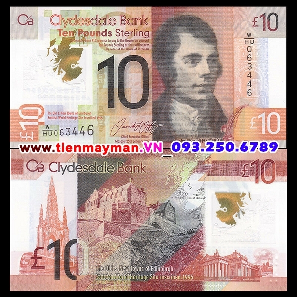 Tiền giấy Scotland 10 Pound 2017 Clydesdale Bank