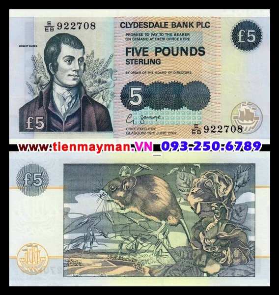 Tiền giấy Scotland 5 Pound 2002 UNC Clydesdale Bank