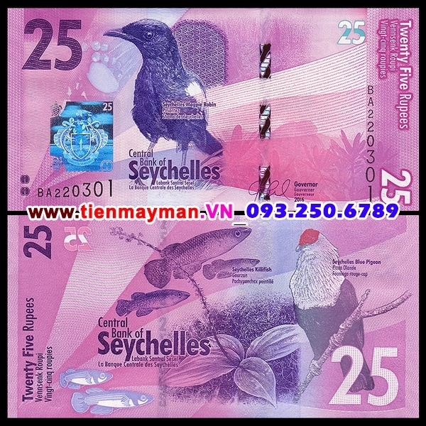 Tiền giấy Seyschelles 25 Rupees 2016 UNC